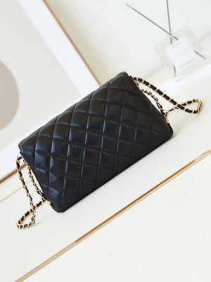 Chanel 23K AS4452 Flap Bag Lambskin With Pearl & Metal Chain Black - Default Title - View 5