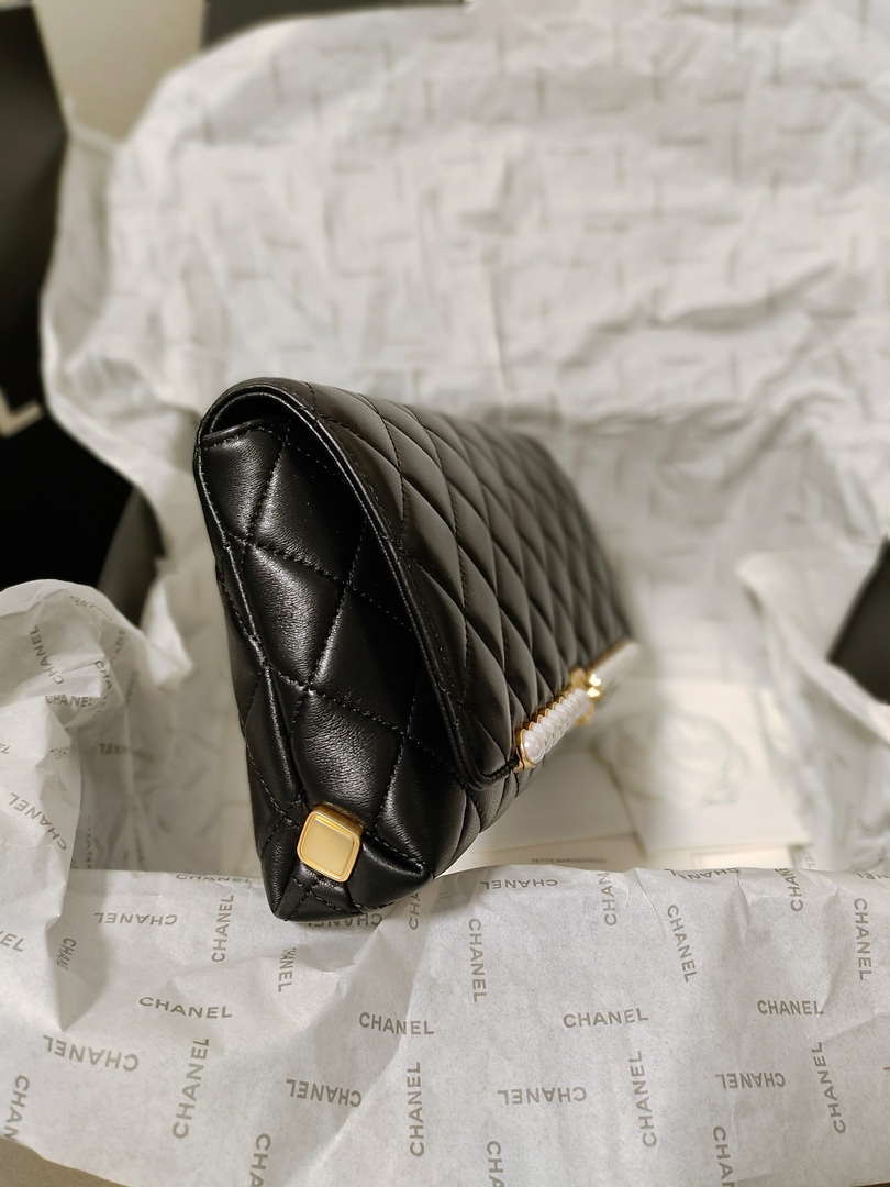 Chanel AS4455 CLUTCH Lambskin Imitation Pearls & Gold Metal Black - Default Title - View 4