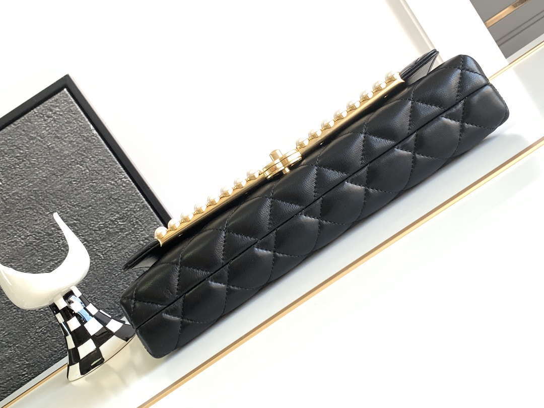Chanel AS4455 CLUTCH Lambskin Imitation Pearls & Gold Metal Black - Default Title - View 13