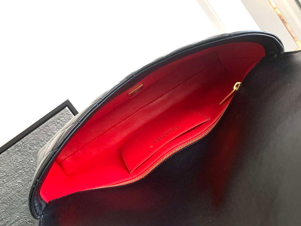 Chanel AS4455 CLUTCH Lambskin Imitation Pearls & Gold Metal Black