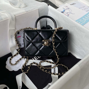 Chanel AS4469 Mini BOX Bag Shiny Calfskin & Gold-Tone Metal Black - Default Title - View 1