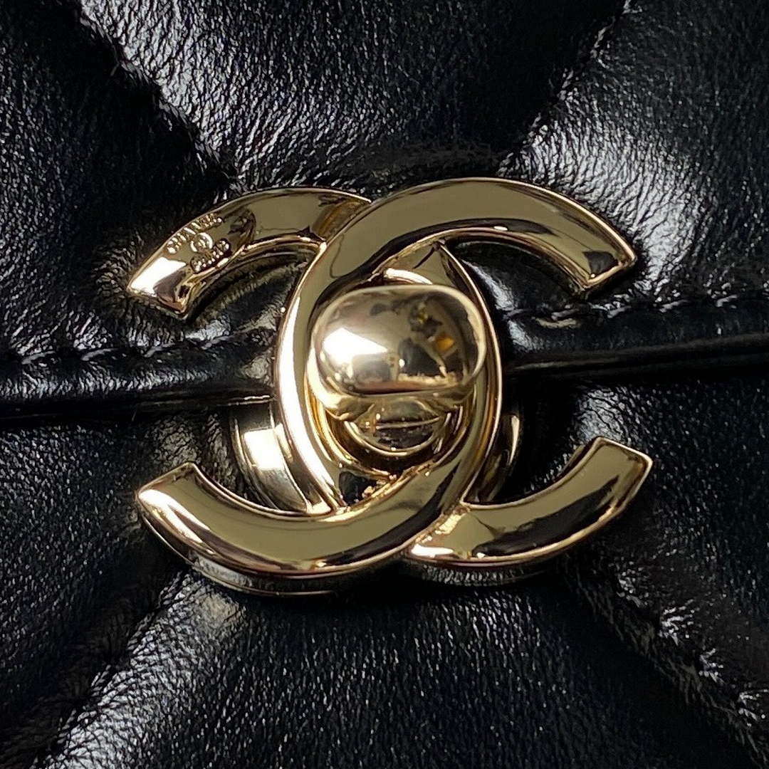 Chanel AS4469 Mini BOX Bag Shiny Calfskin & Gold-Tone Metal Black