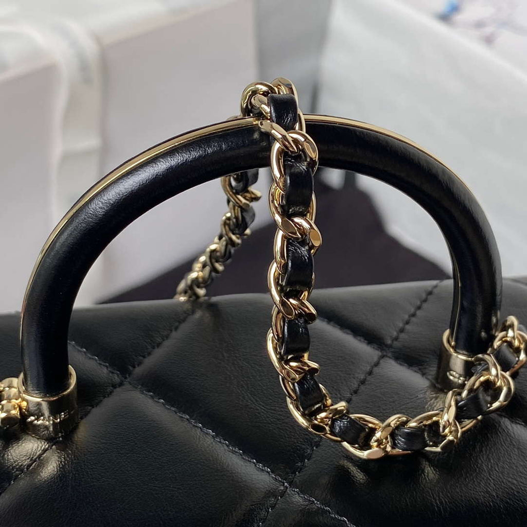 Chanel AS4469 Mini BOX Bag Shiny Calfskin & Gold-Tone Metal Black