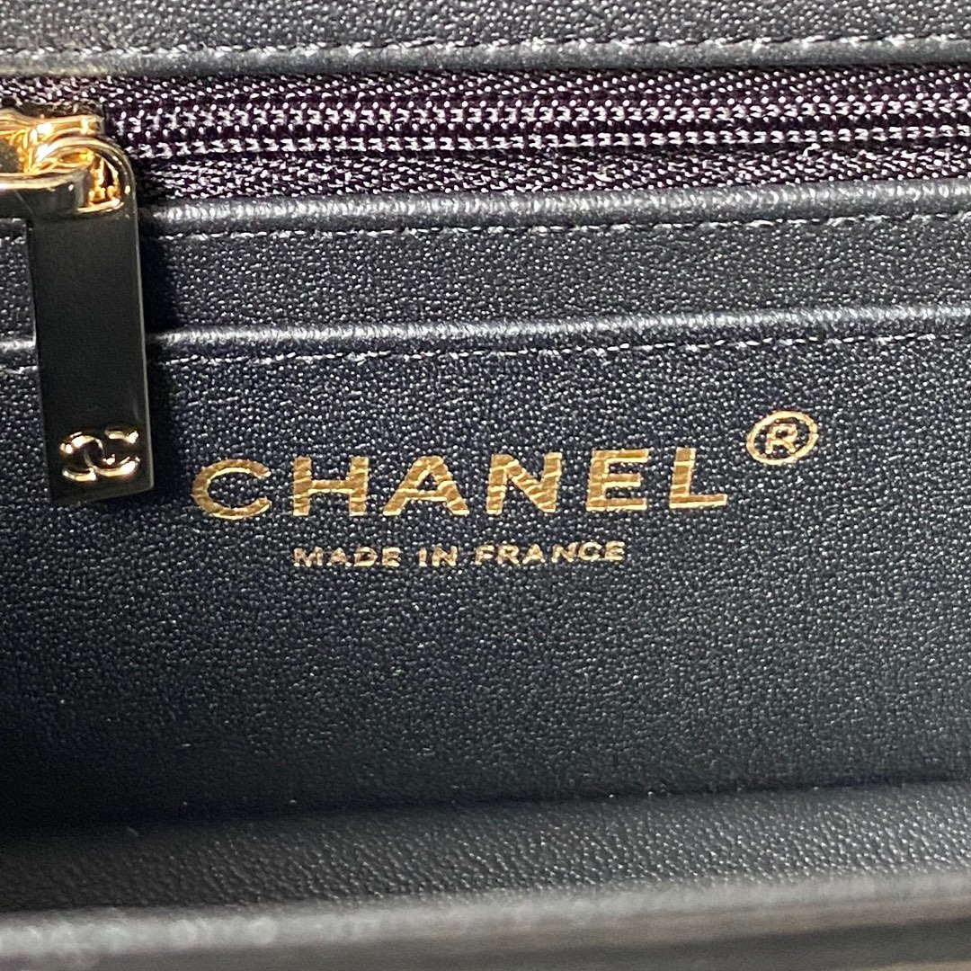 Chanel AS4469 Mini BOX Bag Shiny Calfskin & Gold-Tone Metal Black - Default Title - View 8
