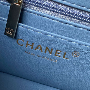 Chanel AS4469 Mini BOX Bag Shiny Calfskin & Gold-Tone Metal Blue - Default Title - View 8