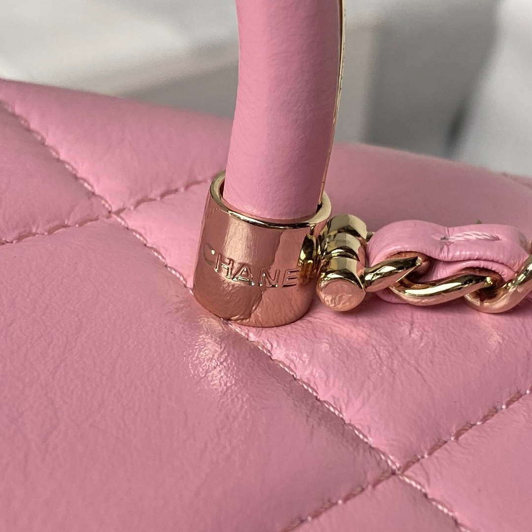Chanel AS4469 Mini BOX Bag Shiny Calfskin & Gold-Tone Metal Pink - Default Title - View 5