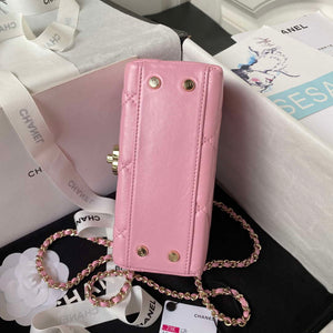 Chanel AS4469 Mini BOX Bag Shiny Calfskin & Gold-Tone Metal Pink - Default Title - View 6