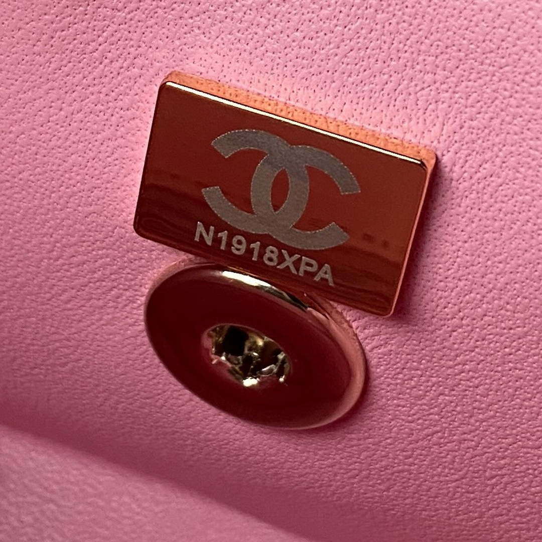Chanel AS4469 Mini BOX Bag Shiny Calfskin & Gold-Tone Metal Pink
