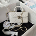 Chanel AS4469 Mini BOX Bag Shiny Calfskin & Gold-Tone Metal White