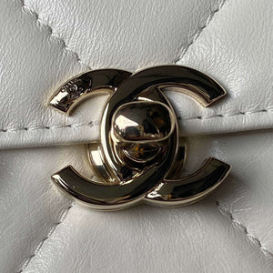 Chanel AS4469 Mini BOX Bag Shiny Calfskin & Gold-Tone Metal White - Default Title - View 3