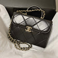 Chanel AS4469 Small BOX Bag Shiny Calfskin & Gold-Tone Metal Black - Default Title - View 1