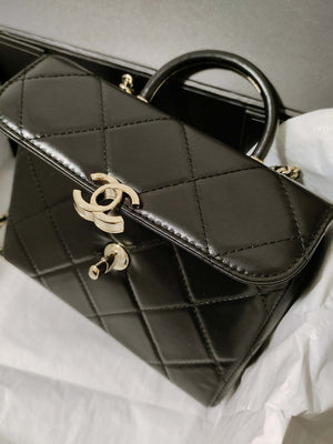 Chanel AS4469 Small BOX Bag Shiny Calfskin & Gold-Tone Metal Black - Default Title - View 2