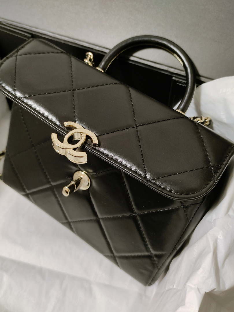 Chanel AS4469 Small BOX Bag Shiny Calfskin & Gold-Tone Metal Black - Default Title - View 2