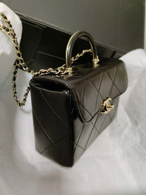 Chanel AS4469 Small BOX Bag Shiny Calfskin & Gold-Tone Metal Black - Default Title - View 9