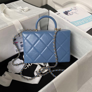 Chanel AS4469 Small BOX Bag Shiny Calfskin & Gold-Tone Metal Blue - Default Title - View 2