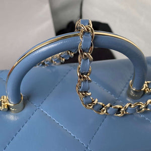 Chanel AS4469 Small BOX Bag Shiny Calfskin & Gold-Tone Metal Blue - Default Title - View 4