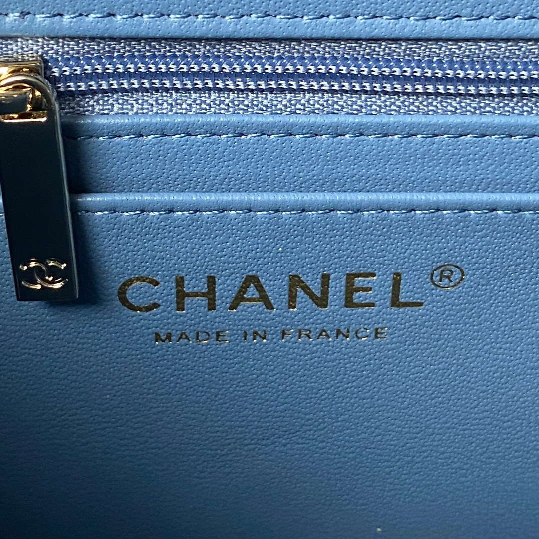 Chanel AS4469 Small BOX Bag Shiny Calfskin & Gold-Tone Metal Blue - Default Title - View 8