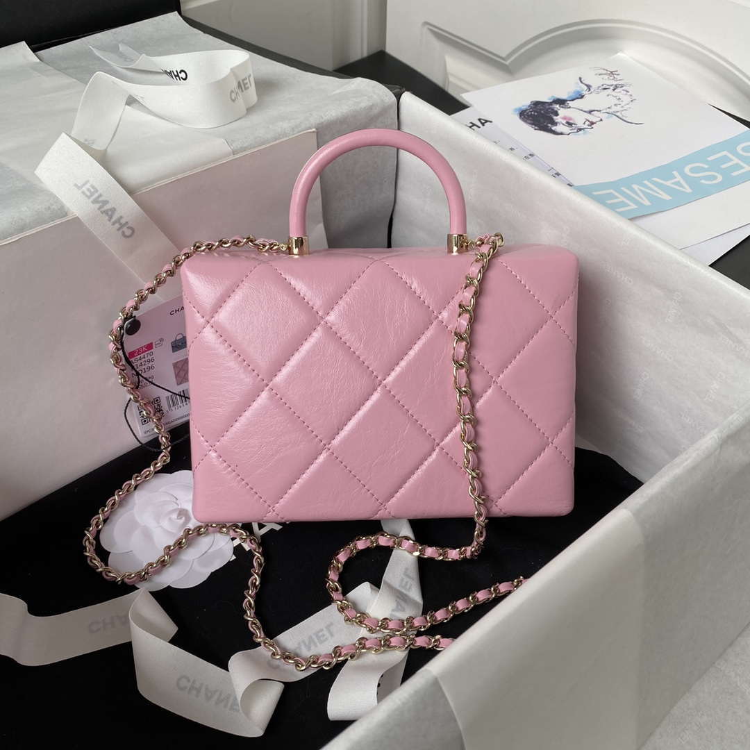 Chanel AS4469 Small BOX Bag Shiny Calfskin & Gold-Tone Metal Pink - Default Title - View 2