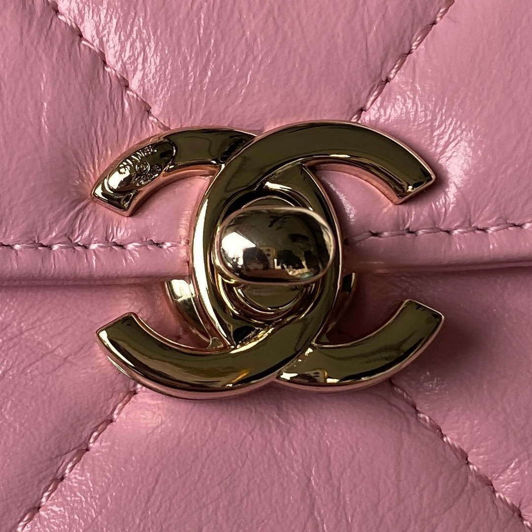 Chanel AS4469 Small BOX Bag Shiny Calfskin & Gold-Tone Metal Pink