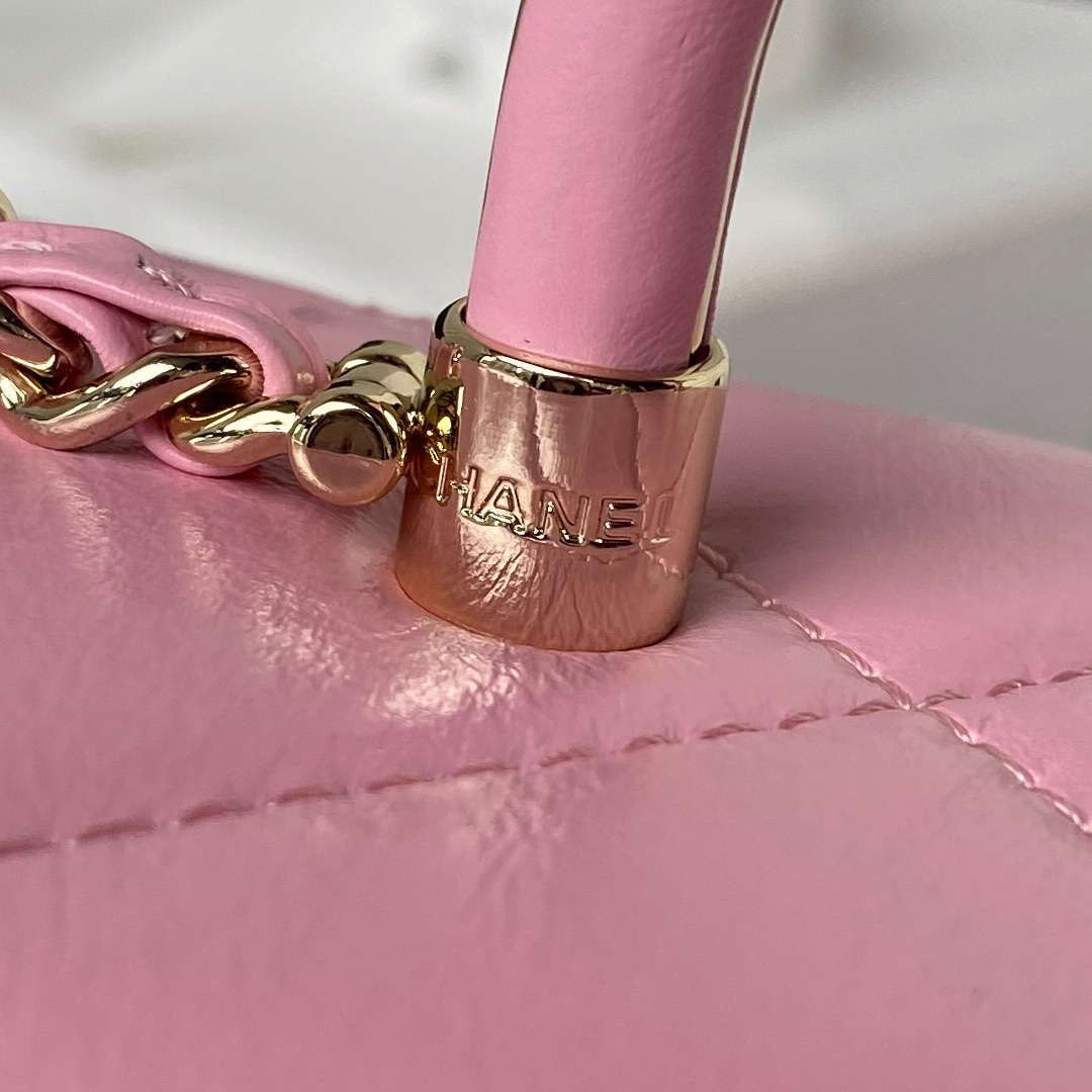 Chanel AS4469 Small BOX Bag Shiny Calfskin & Gold-Tone Metal Pink