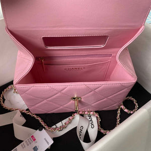 Chanel AS4469 Small BOX Bag Shiny Calfskin & Gold-Tone Metal Pink - Default Title - View 7