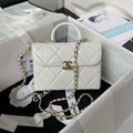 Chanel AS4469 Small BOX Bag Shiny Calfskin & Gold-Tone Metal White - Default Title - View 1