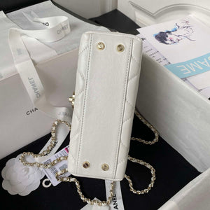 Chanel AS4469 Small BOX Bag Shiny Calfskin & Gold-Tone Metal White - Default Title - View 6