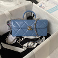 Chanel AS4471 Small BOX Bag Shiny Calfskin & Gold-Tone Metal Blue