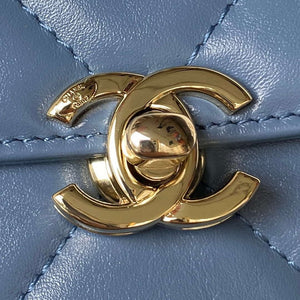 Chanel AS4471 Small BOX Bag Shiny Calfskin & Gold-Tone Metal Blue - Default Title - View 2