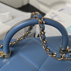 Chanel AS4471 Small BOX Bag Shiny Calfskin & Gold-Tone Metal Blue - Default Title - View 3