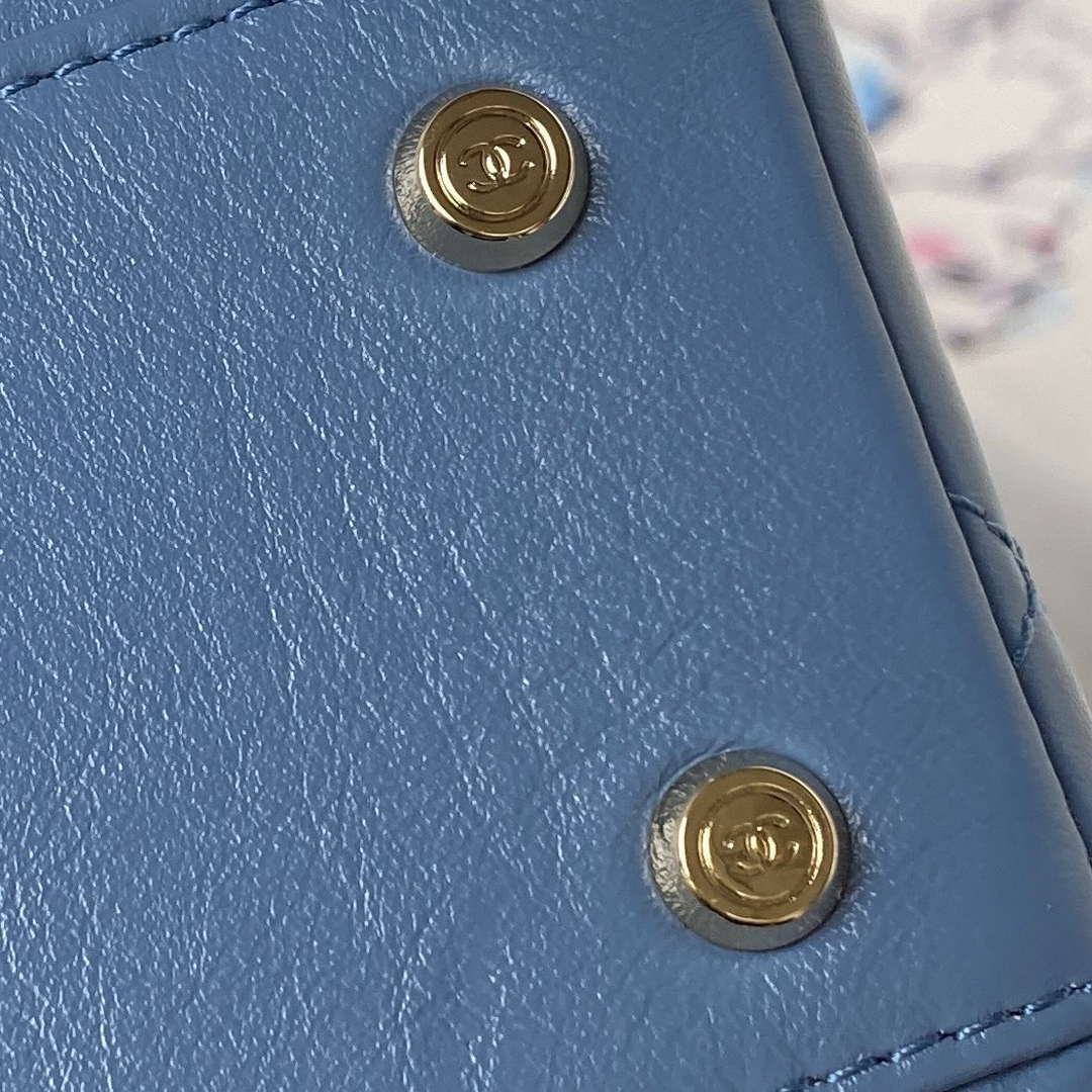 Chanel AS4471 Small BOX Bag Shiny Calfskin & Gold-Tone Metal Blue - Default Title - View 8