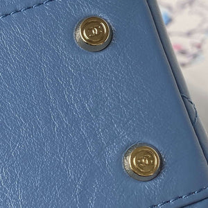 Chanel AS4471 Small BOX Bag Shiny Calfskin & Gold-Tone Metal Blue - Default Title - View 8