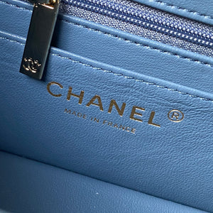 Chanel AS4471 Small BOX Bag Shiny Calfskin & Gold-Tone Metal Blue - Default Title - View 9