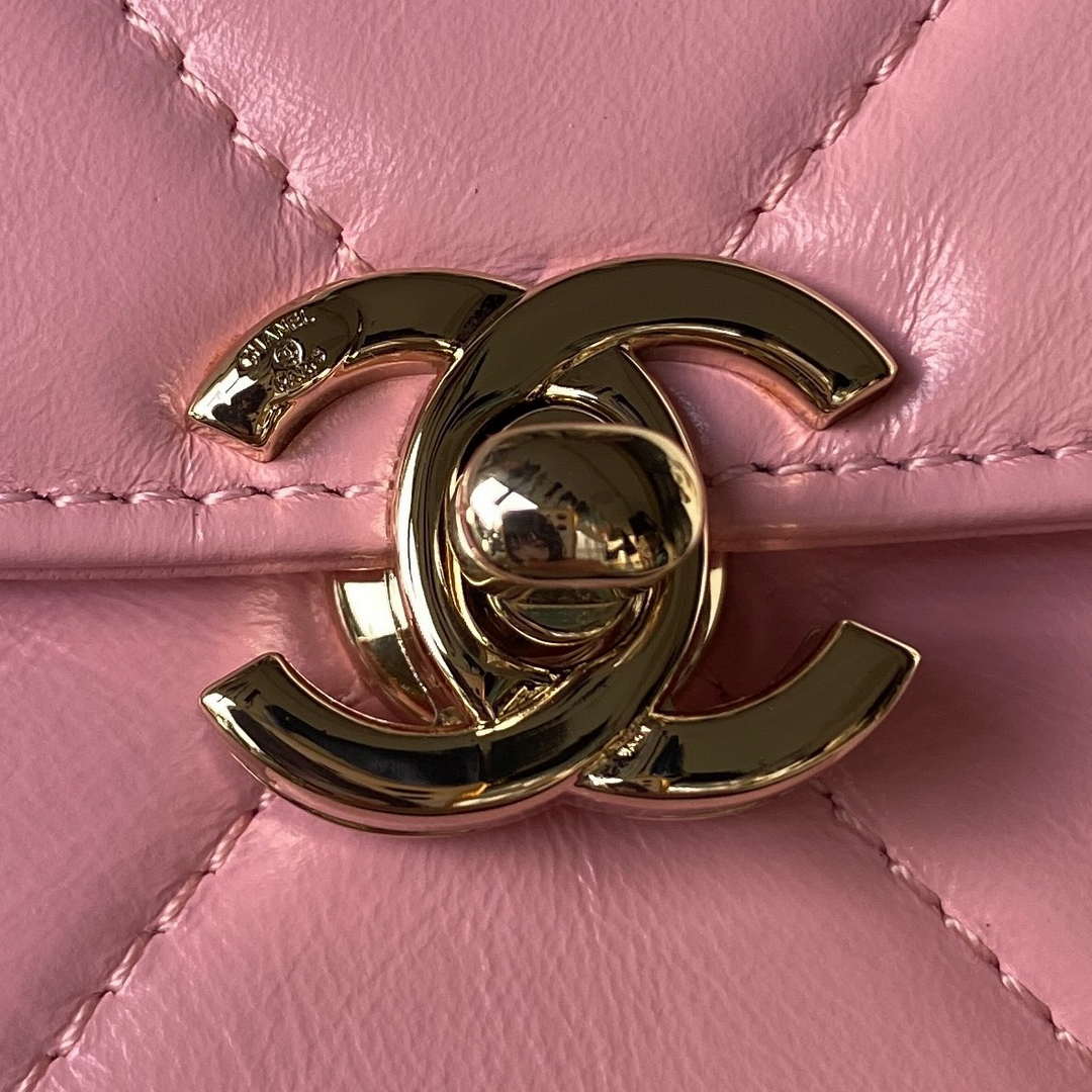 Chanel AS4471 Small BOX Bag Shiny Calfskin & Gold-Tone Metal Pink - Default Title - View 3