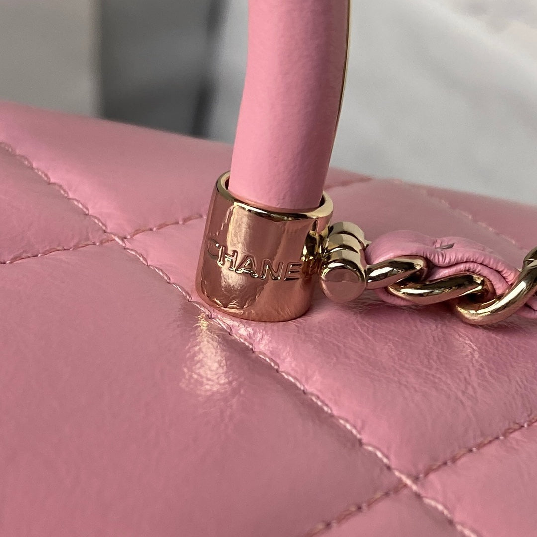 Chanel AS4471 Small BOX Bag Shiny Calfskin & Gold-Tone Metal Pink