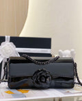 Chanel AS4498 Clutch Flap Bag Patent Calfskin & Gold Metal Black