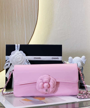 Chanel AS4498 Clutch Flap Bag Patent Calfskin & Gold Metal Pink - Default Title - View 3