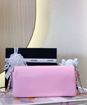Chanel AS4498 Clutch Flap Bag Patent Calfskin & Gold Metal Pink - Default Title - View 4