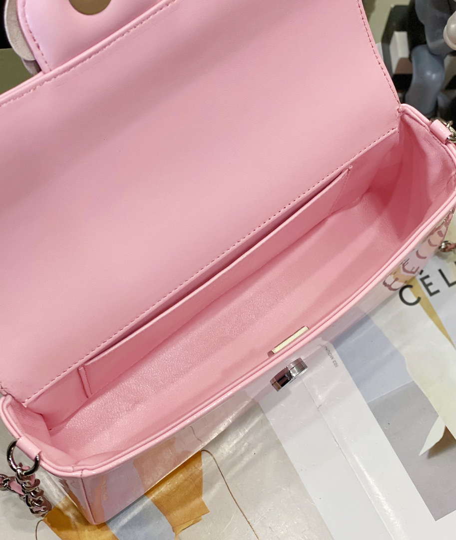 Chanel AS4498 Clutch Flap Bag Patent Calfskin & Gold Metal Pink - Default Title - View 7