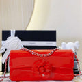Chanel AS4498 Clutch Flap Bag Patent Calfskin & Gold Metal Red - Default Title - View 1