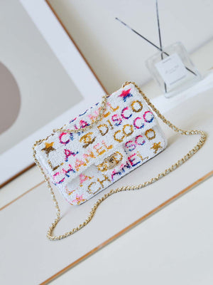 Chanel 24C AS4561 Flap Bag Sequins Gold-Tone Metal White - Default Title - View 1