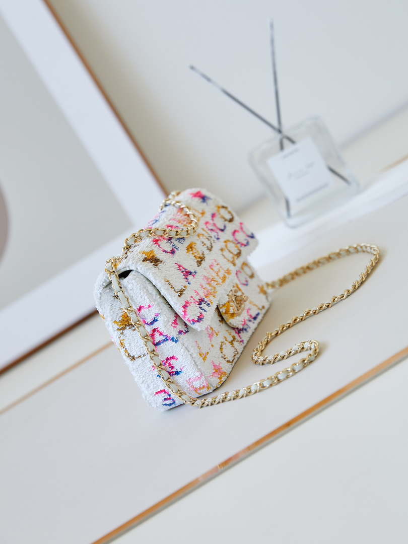 Chanel 24C AS4561 Flap Bag Sequins Gold-Tone Metal White - Default Title - View 2