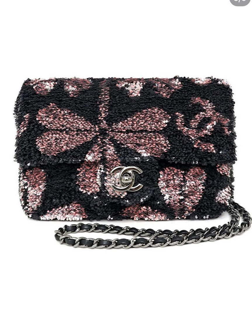 Chanel AS4561 Evening Bag Sequins & Black-Tone Metal Black &  Pink - Default Title - View 2