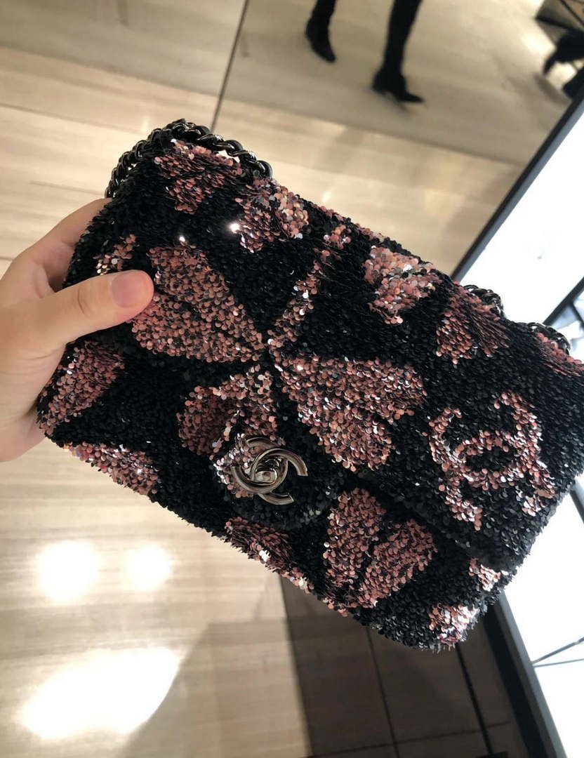 Chanel AS4561 Evening Bag Sequins & Black-Tone Metal Black &  Pink - Default Title - View 4