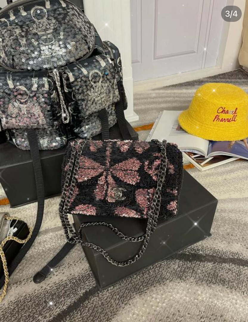 Chanel AS4561 Evening Bag Sequins & Black-Tone Metal Black &  Pink - Default Title - View 6