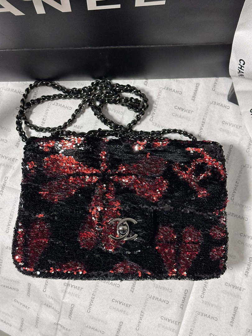 Chanel AS4561 Evening Bag Sequins & Black-Tone Metal Black &  Pink - Default Title - View 9
