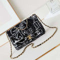 Chanel AS4561 Evening Bag Sequins & Gold-Tone Metal Black & White - Default Title - View 1