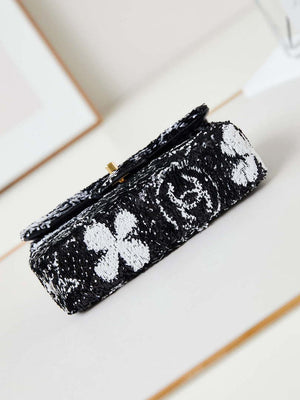 Chanel AS4561 Evening Bag Sequins & Gold-Tone Metal Black & White - Default Title - View 6