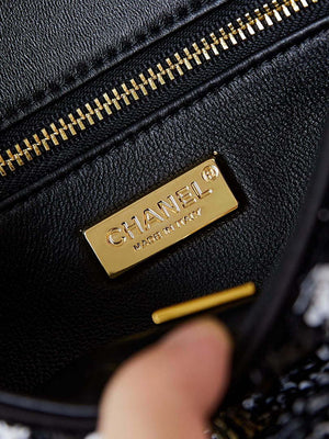 Chanel AS4561 Evening Bag Sequins & Gold-Tone Metal Black & White - Default Title - View 8