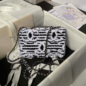 Chanel AS4561 Evening Bag Sequins & Silver-Tone Metal Black White - Default Title - View 2